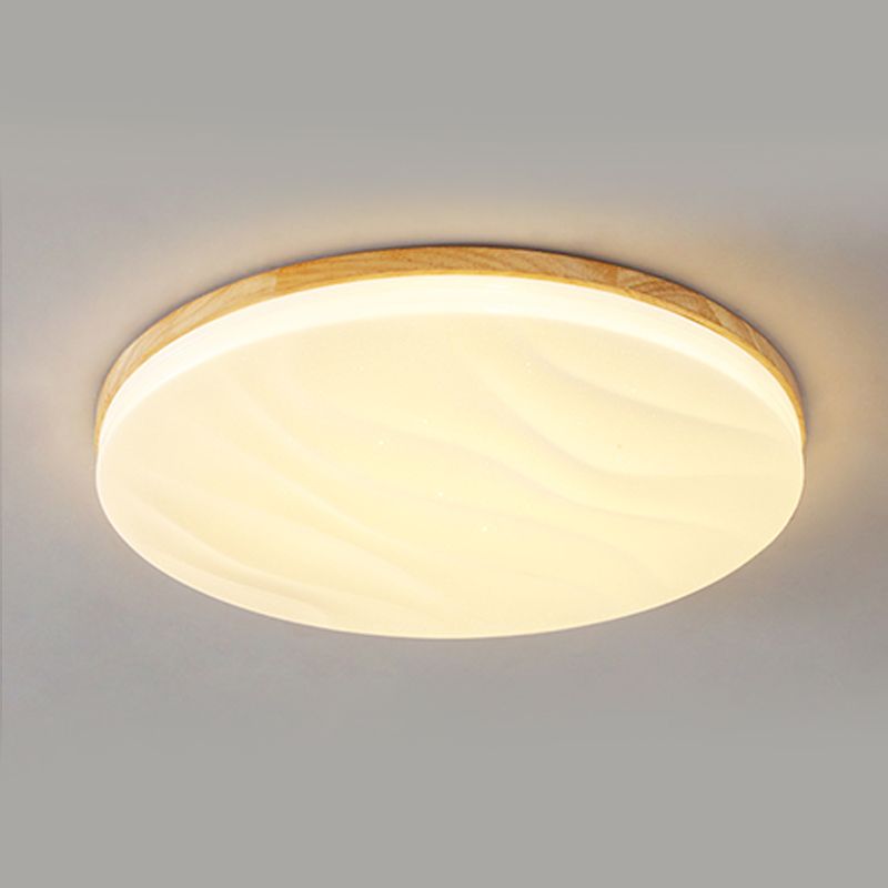 Modern Round Shape Ceiling Light Wood LED Flush Mount Light for Living Room