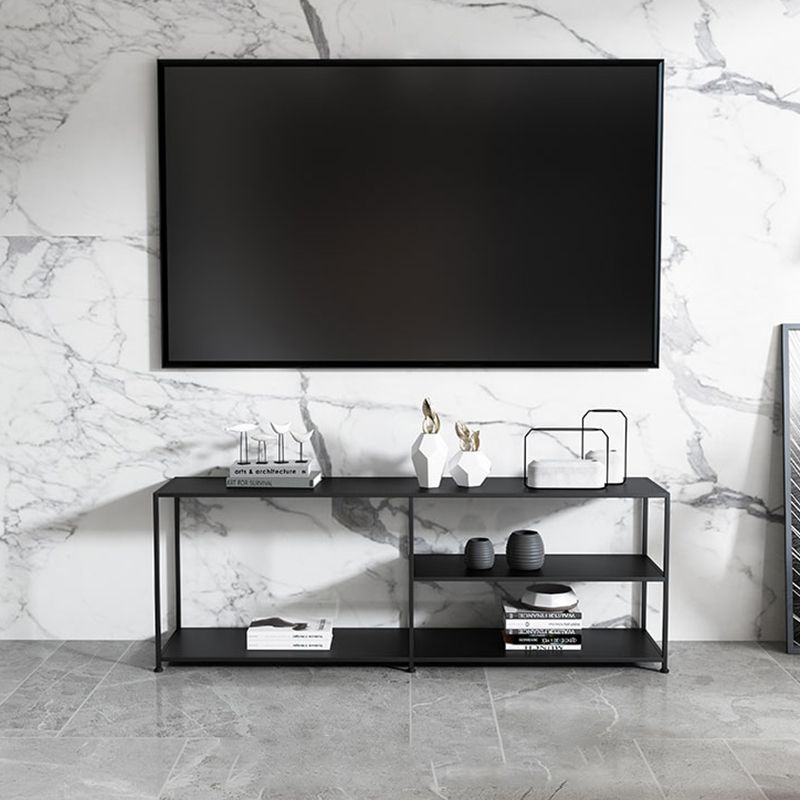 Industrial Style Metal TV Stand Open Storage TV Console with Shelves