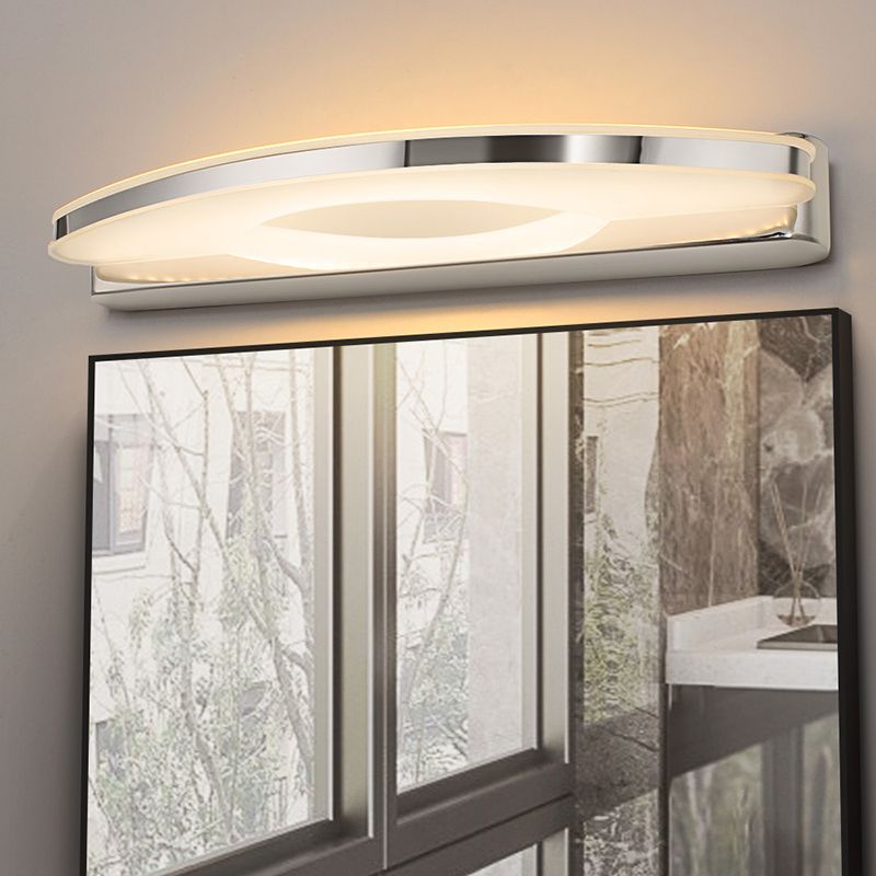 Shaded Wall Sconce Lighting Contemporary Style Metal Shower Room LED Wall Mounted Light in Chrome