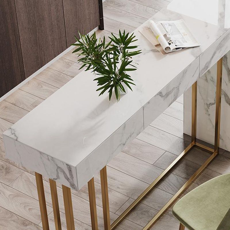 Nordic Glam Sintered Stone Table Rectangle Bar Counter Table for Home