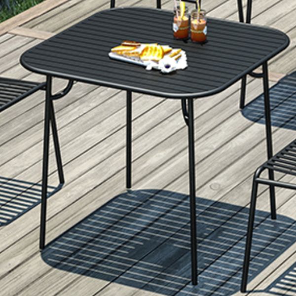 Black Outdoor Iron Patio Table Contemporary Rectangle Rust Resistant Patio Table