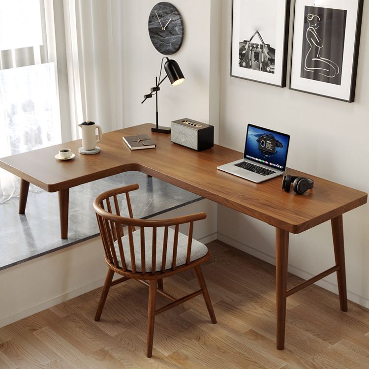 29.25 Inch Height Modern Office Desk L-Shape Solid Wood Writing Desk