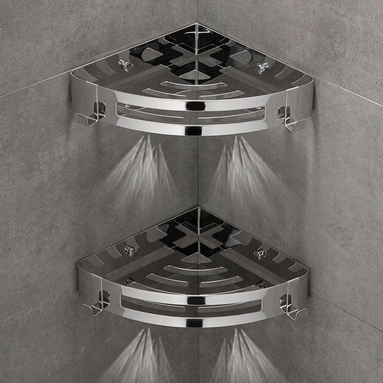 Contemporary 2/3-Piece Bathroom Accessory Set Geometric Bath Shelf in Stainless Steel