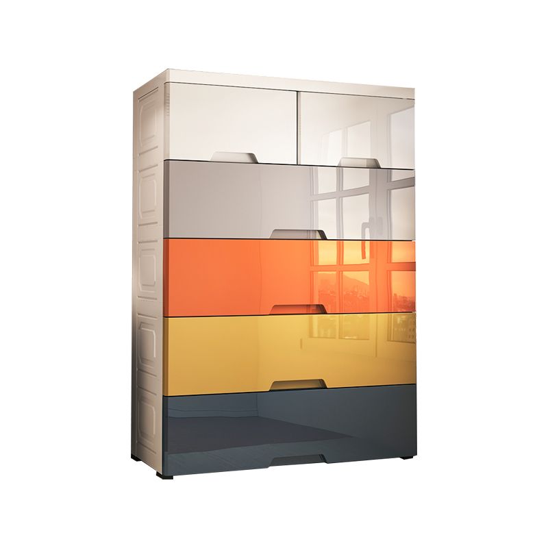 Contemporary Plastic Wardrobe Armoire 6-drawer Bedroom Armoire