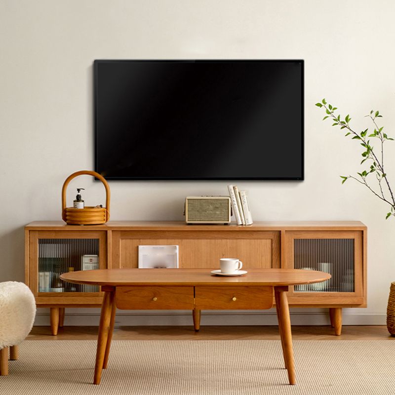 Modern Style TV Stand Brown Colour Enclosed Storage TV Console with Cabinet