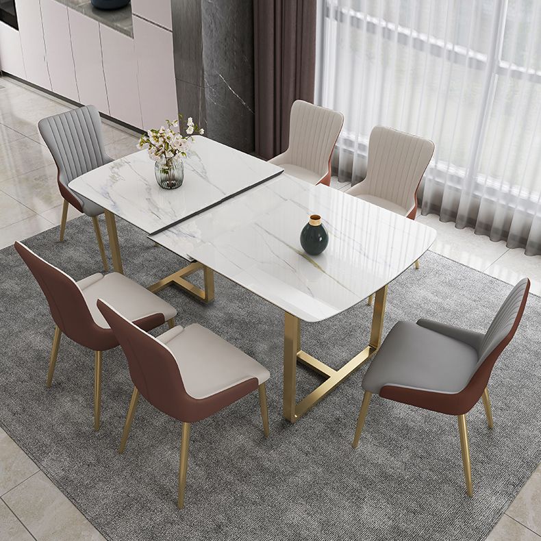 Glam 1/4/5/7 Pieces Scalable Dinette Set with White Sintered Stone Top Dining Table Set