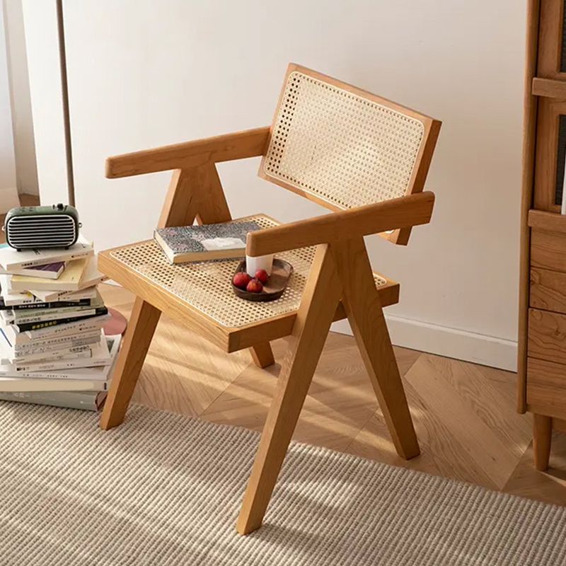 Modern Style Dining Chair Wooden Open Back Arm Chair for Home