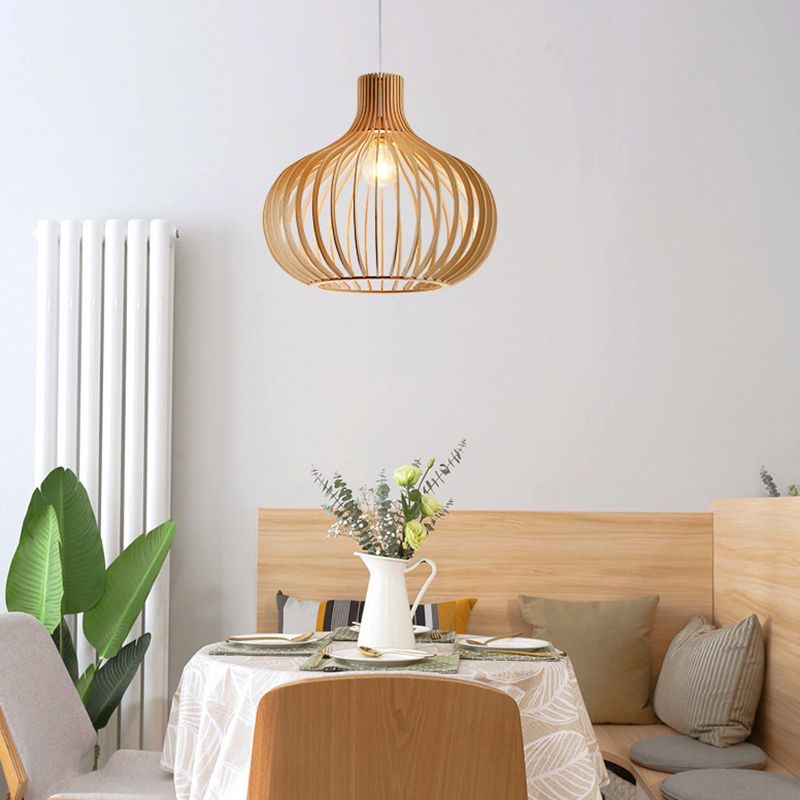 Handgemaakte restaurantophanging licht hout 1-licht eenvoud hanglamp lamp armatuur