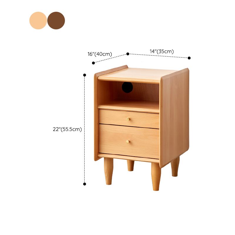 Solid Wood Kids Bedside Table Modern Nightstand with Open Cubby and Drawer