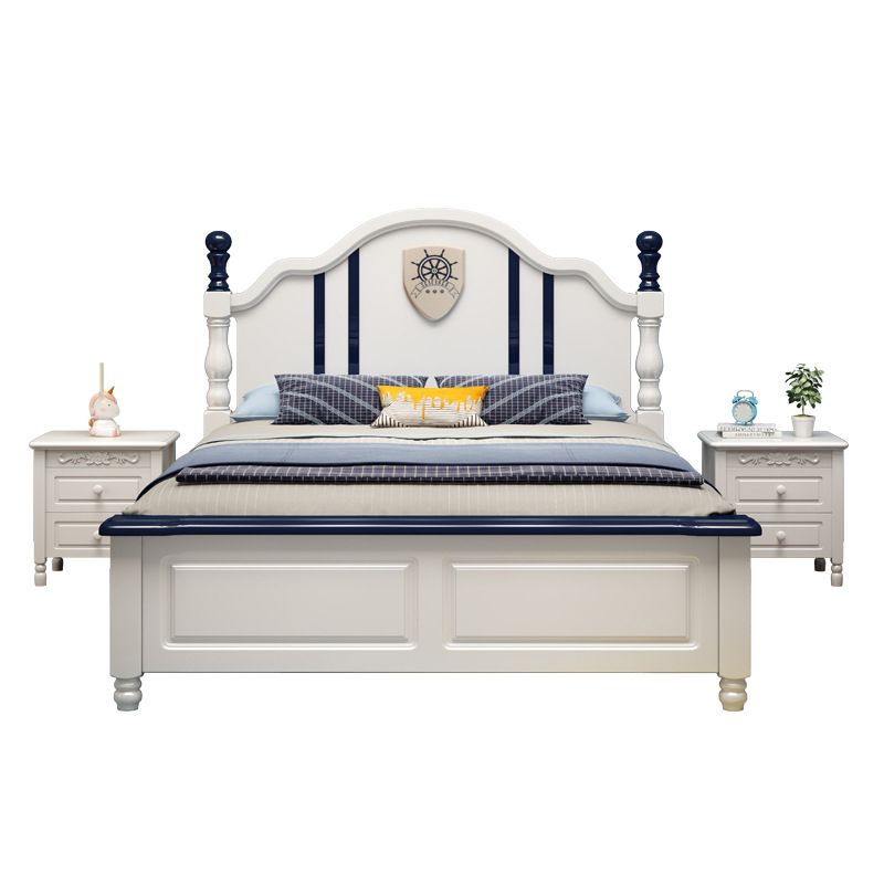 Coastal White Bed with Panel Headboard in Oak Wood Standard Bed