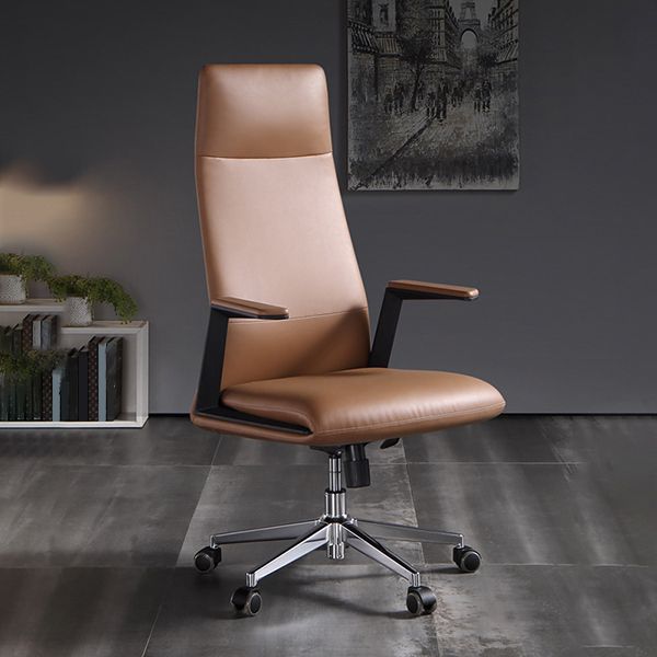 Modern Padded Arms Leather Office Chair Height-adjustable Chair