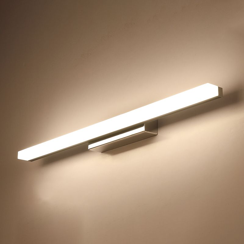 Luz de tocador de forma lineal Luz de metal moderno 1 luz de espejo LED de luz para baño en plata