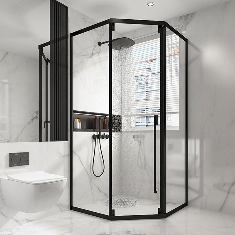 Satin Black Frame Shower Bath Door Transparent Tempered Shower Door