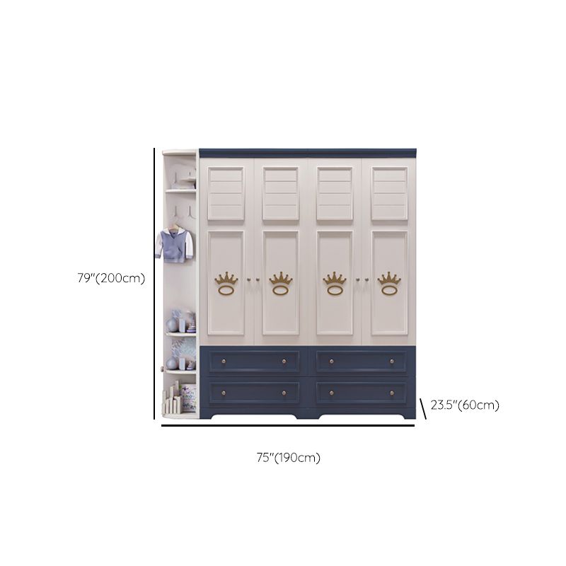 Manufactured Wooden Kids Closet Modern Style Bedroom Wardrobe Closet with Drawers