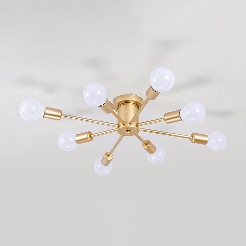 Modernism 6/8-Light Golden Flush Mount Lighting Metallic Ceiling Light for Bedroom