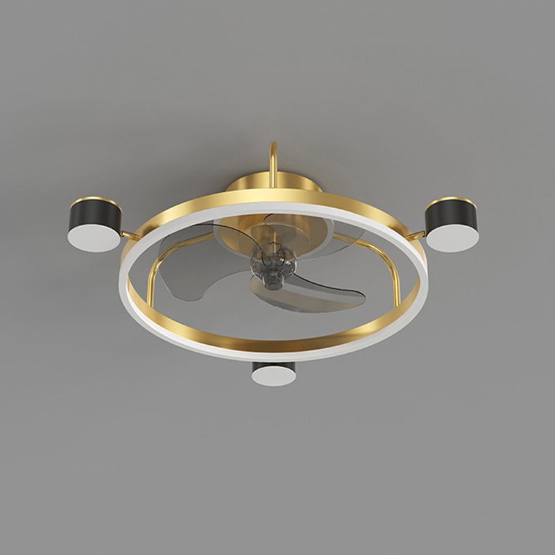 3-Blade Modernism Ceiling Fan Golden/Black Fan with Light for Bedroom