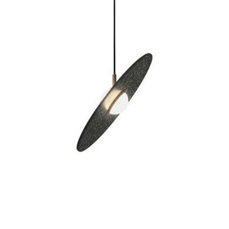 1-Light Hanging Light Fixture Modern LED Pendant Lamp with Stone Shade for Bedroom