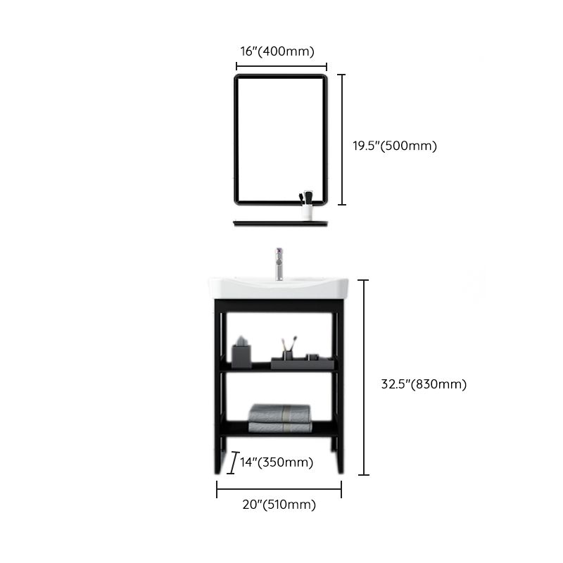 Shelving Included Bath Vanity Set Mirror Freestanding Vanity Set with Single Sink