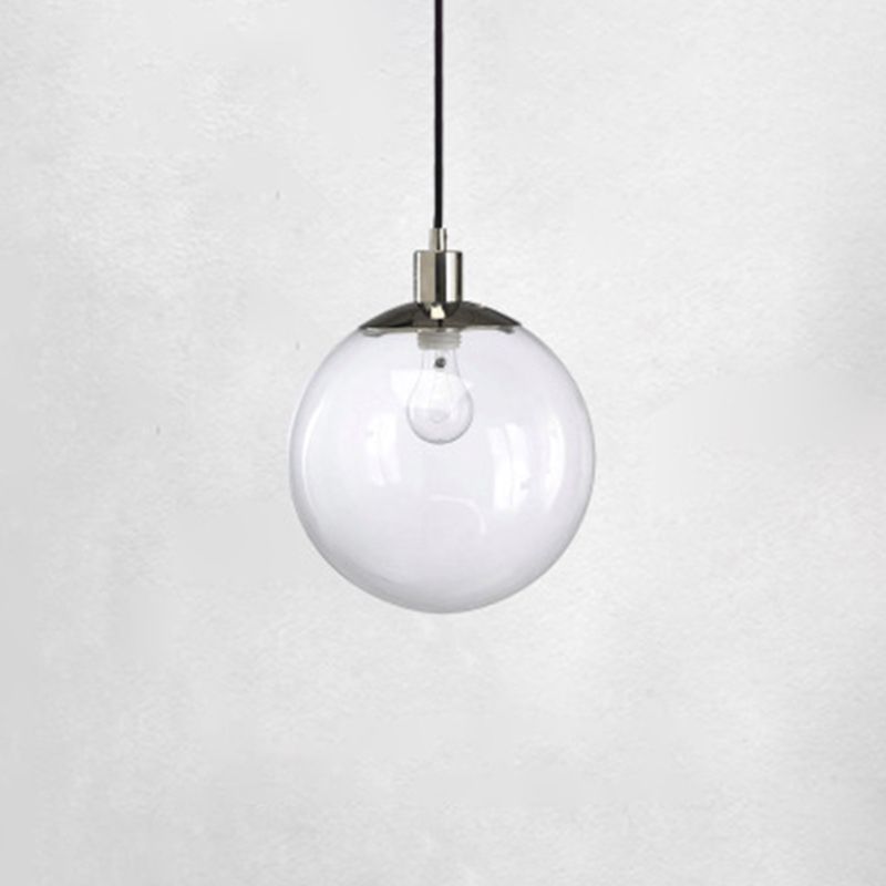 Pendante moderne en verre transparent sphérique Light Chrome 1 Lumière Lumière Suspension du café