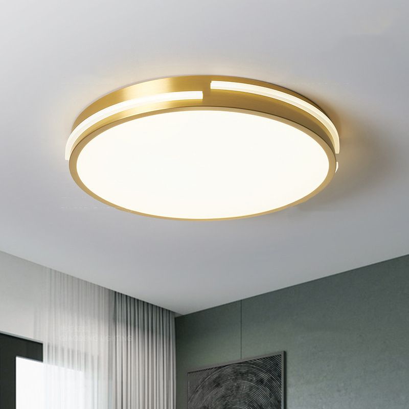 Round LED Ceiling Light Modern Simple Ceiling Mount Light with Copper for Living Room