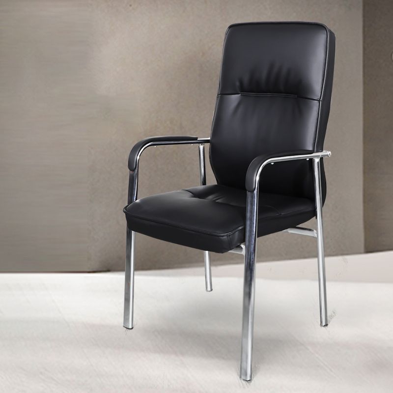 Modern Style Fixed Arms Office Chair Leather Task Chair for Office