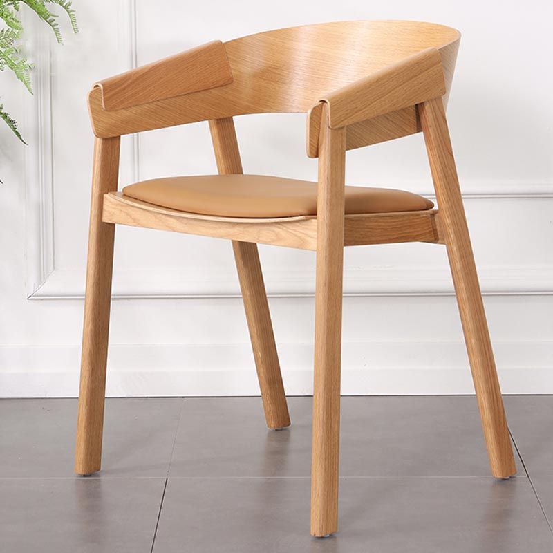 Wood Dining Arm Chair Modern Open Back Dining Chair with Wood Legs