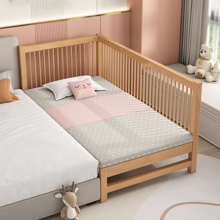 Contemporary Solid Wood Nursery Crib in Mature with Guardrail