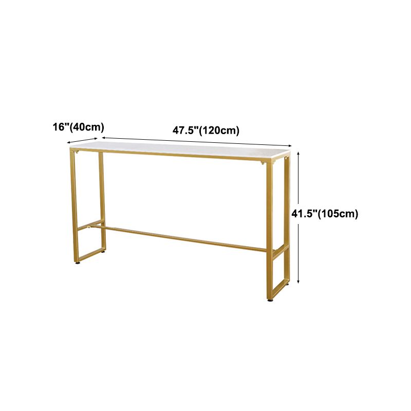 Glam White Marble Bar Table with Rectangle Table Top Gold Trestle Table - 42" H