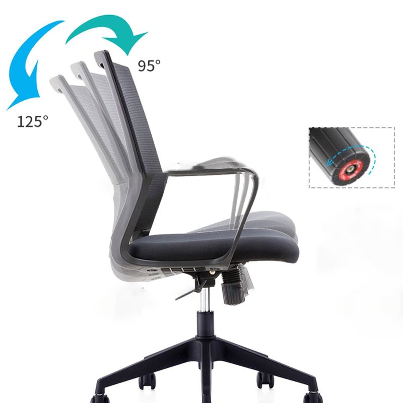 Fixed Arms Black Swivel Chair Mid-back Chair Soft Executive Office Chair