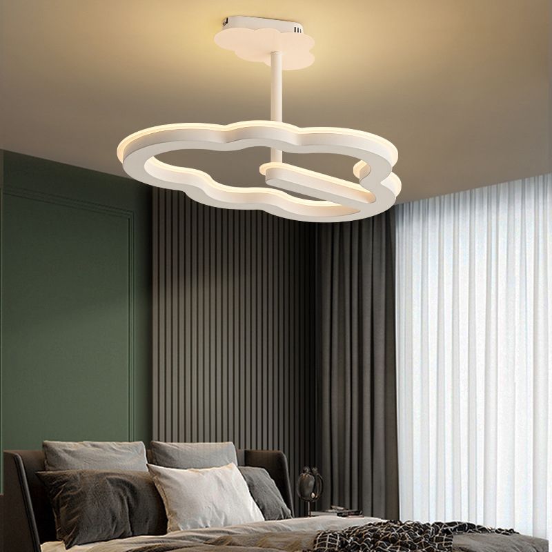 Contemporary LED Ceiling Lamp Cloud Semi Flush Light with Metal for Bedroom