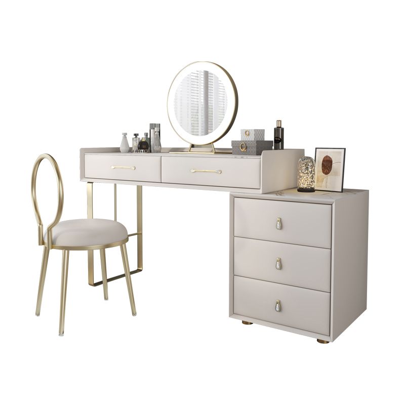 Glam Slate Top Vanity Dressing Table Beige Makeup Vanity Desk