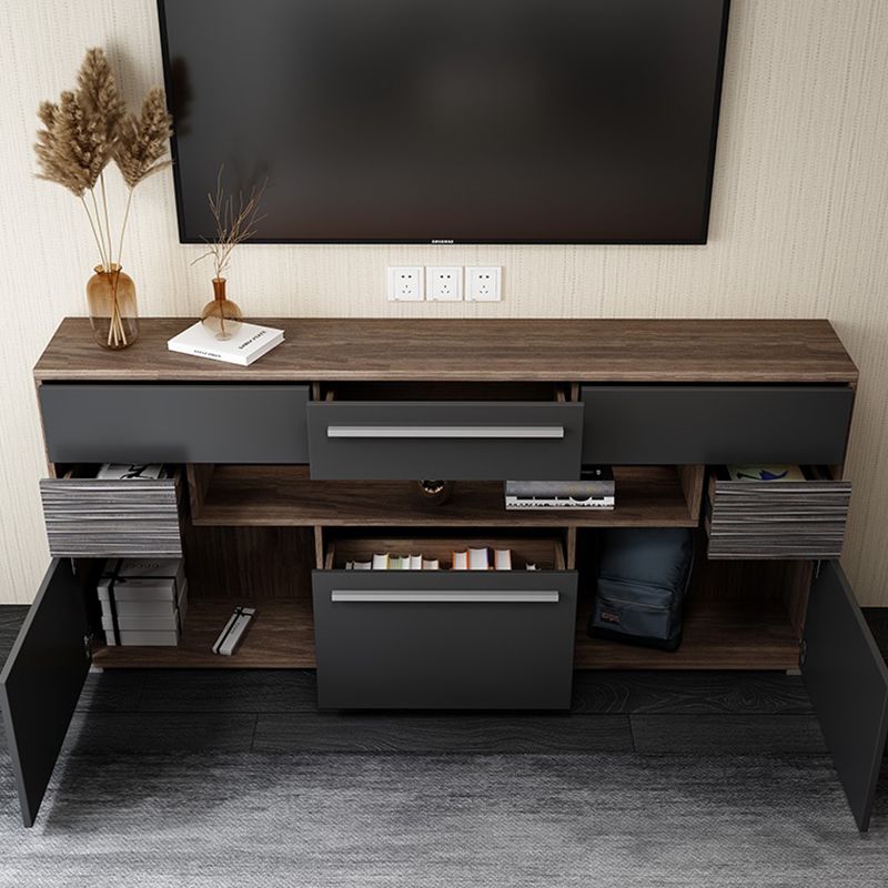 Modern TV Stand Console Faux Wood TV Stand Console with 2 Storage