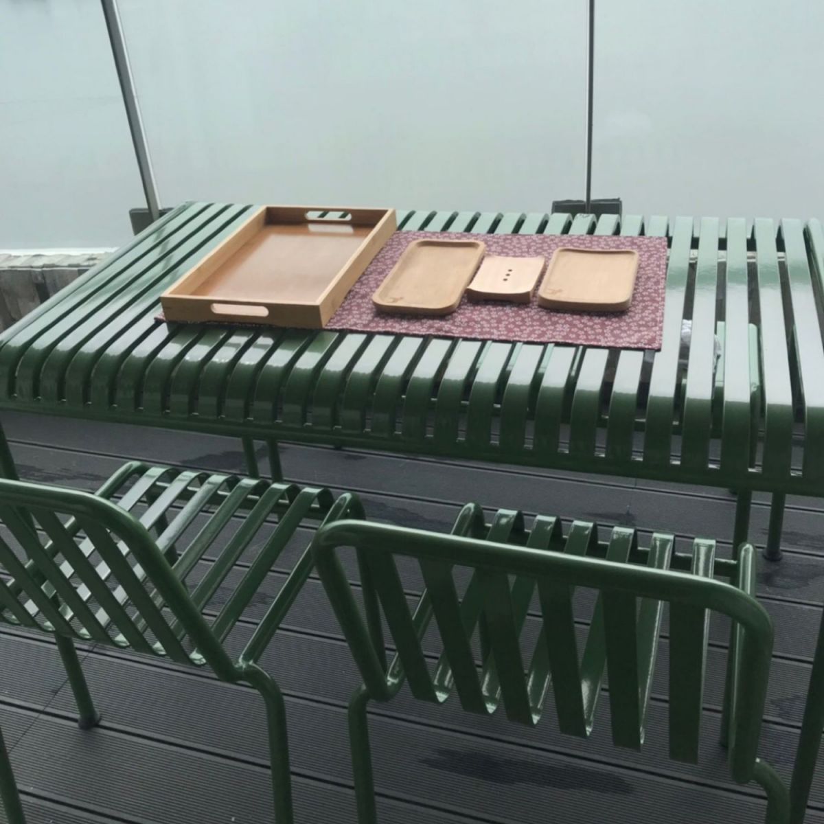 Metal Green Contemporary Coffee Table Water Resistant Patio Table