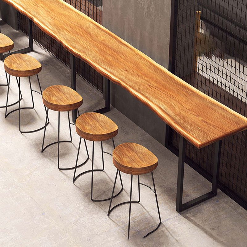 Industrial Style Solid Wood Bar Table Rectangle Sled Base Bar Dining Table