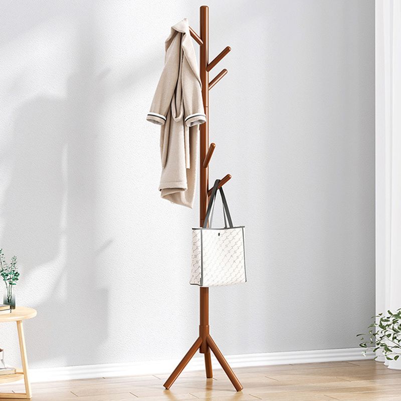 Modern Hall Tree Wood Entryway Kit with Hooks Free Standing Coat Hanger