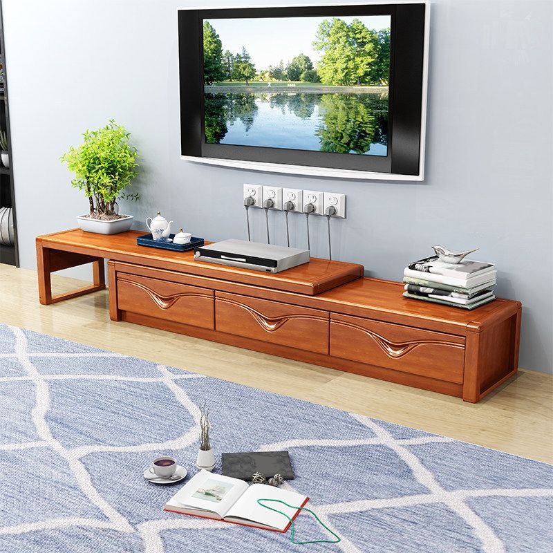 Traditional TV Media Stand Wood Enclosed Storage TV Stand Console with Drawers