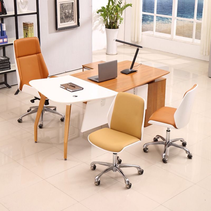 Modern Desk Chair Leather Conference Chair Mid Back Chair with Wheels