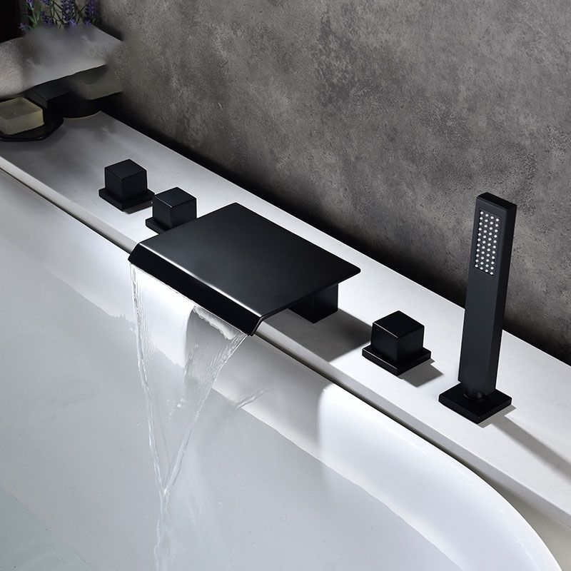 Modern Roman Tub Faucet with Waterfall Spout Deck Mount Bathroom Faucet