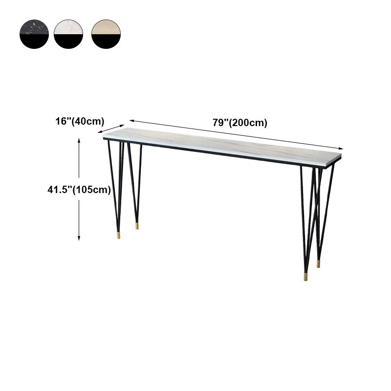 Modern Marble Pub Table with Rectangle Table Top Black Legs Table - 42" H