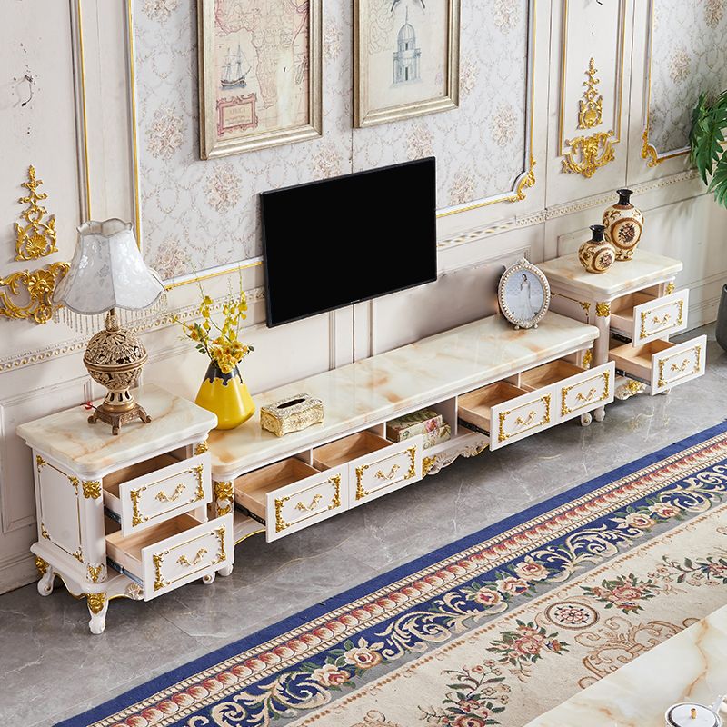 Traditional TV Stand Console Wooden Media Console TV Stand with 4 Drawers