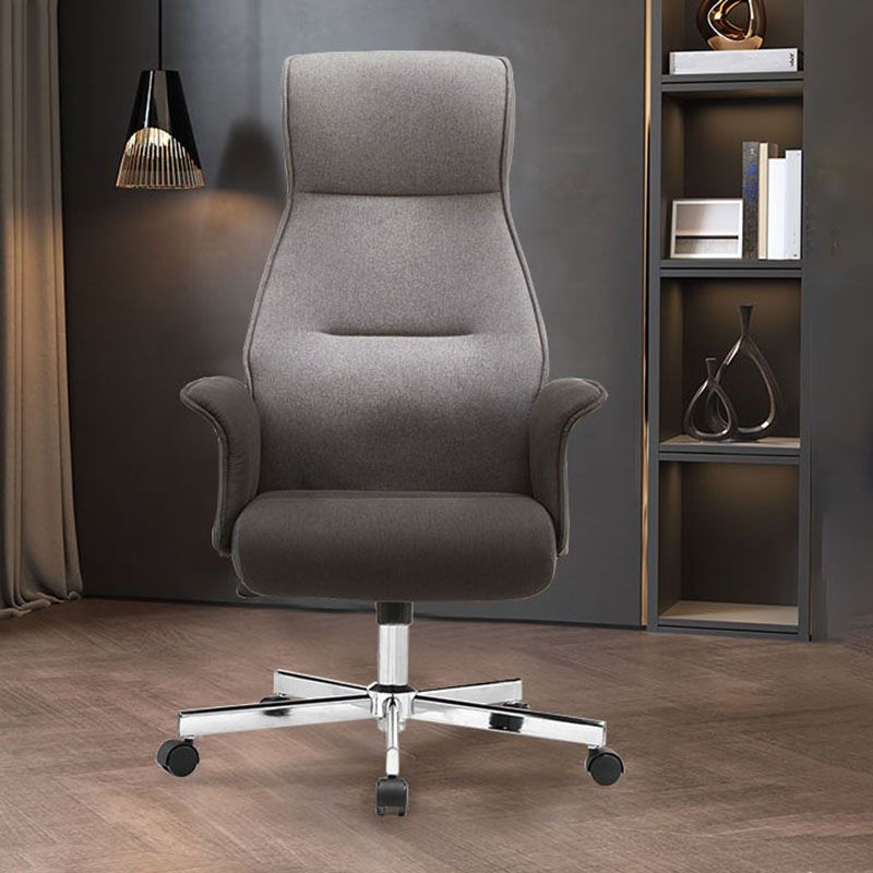 High Back Executive Chair Padded Arms Leather Soft Swivel Office Chair