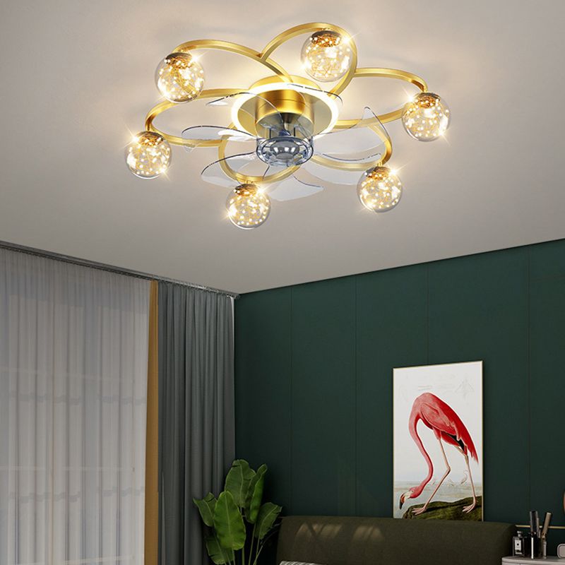 Modernism 7-Blade Ceiling Fan Metallic LED Fan with Light for Home