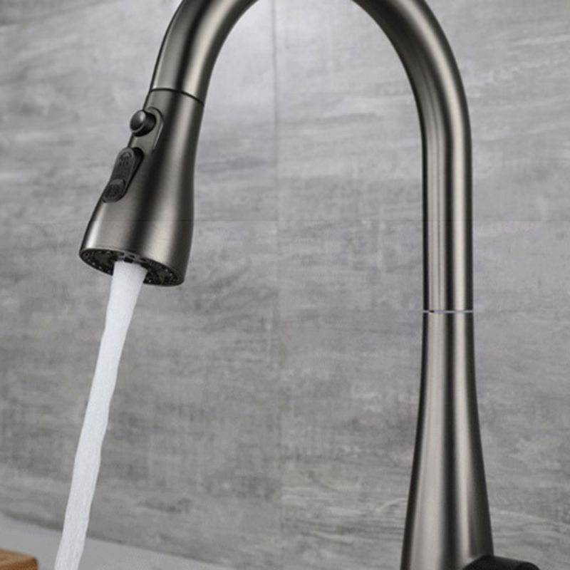 Modern Faucet 1-Handle 1-Hole Copper with Pull out Sprayer Gooseneck Faucet