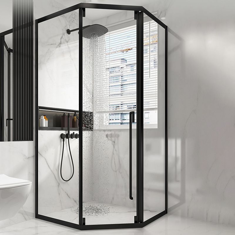 Satin Black Frame Shower Bath Door Transparent Tempered Shower Door