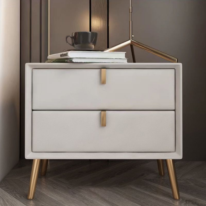 Solid Wood Bedside Cabinet Modern Accent Table Nightstand with 2 Drawers