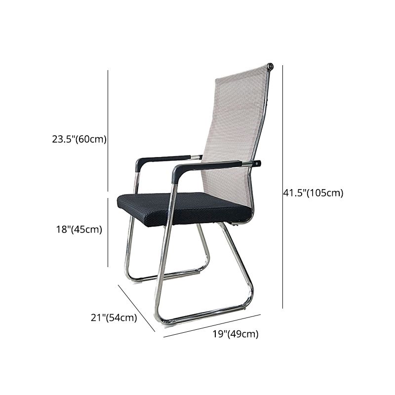 Medium/High Back Office Chair Fabric Sponge Seat Stainless Steel Legs Desk Chair