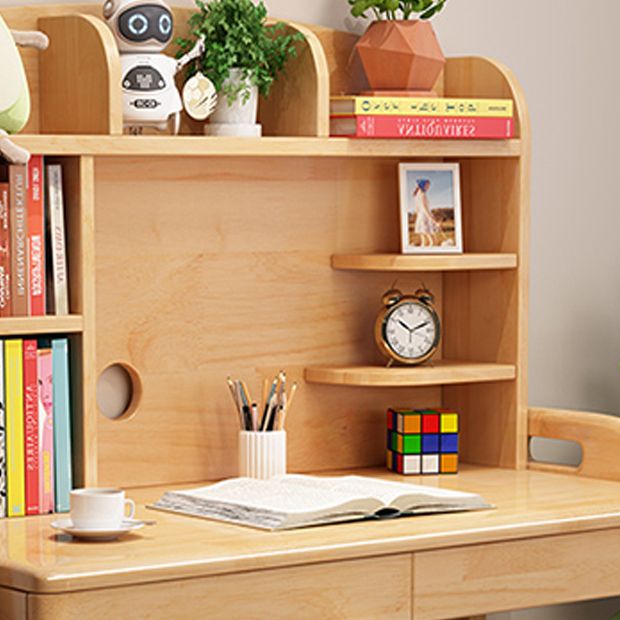 Adjustable Writing Desk with Hutch Wood Kids Desk and Chair Set