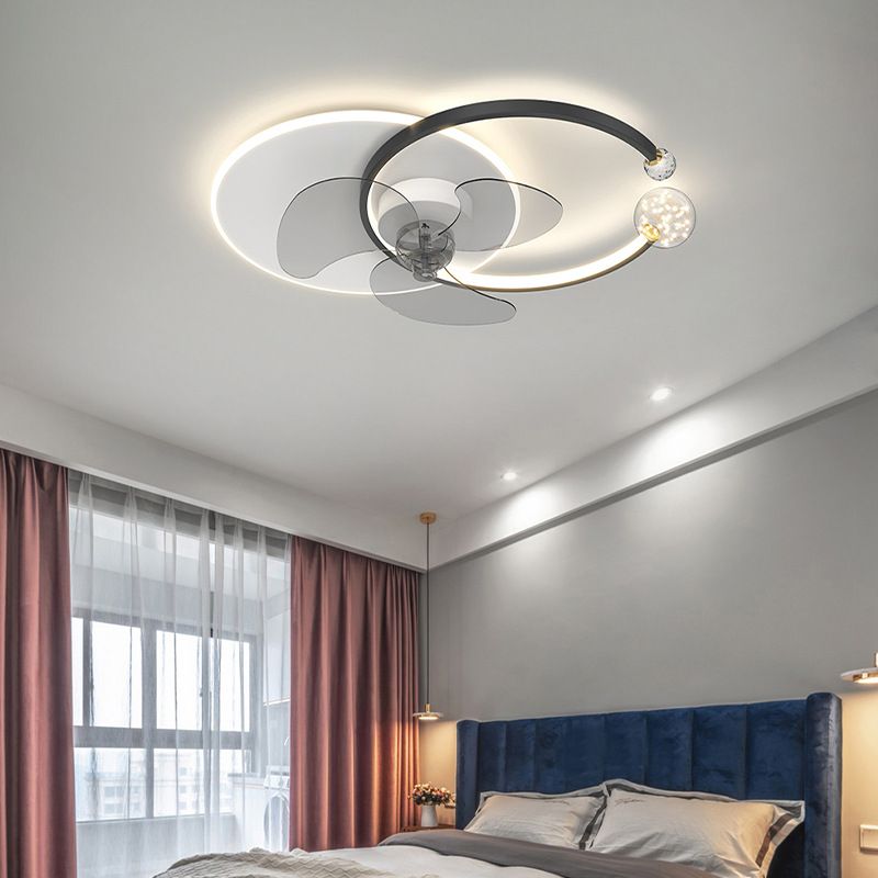 Éclairage de ventilateur de plafond de style moderne Métal 3 lumières LAVE PLADIER LAVE AVEC CRISTAL POUR CHAMBRE