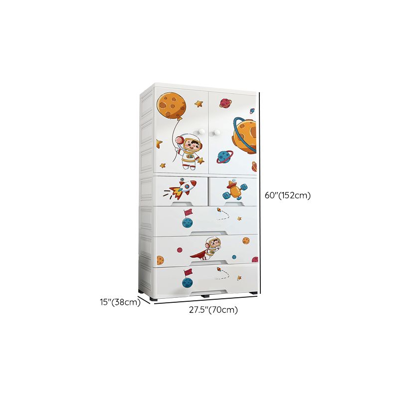 Plastic Kids Armoire Closet Urban Shelved Kids Wardrobe in White