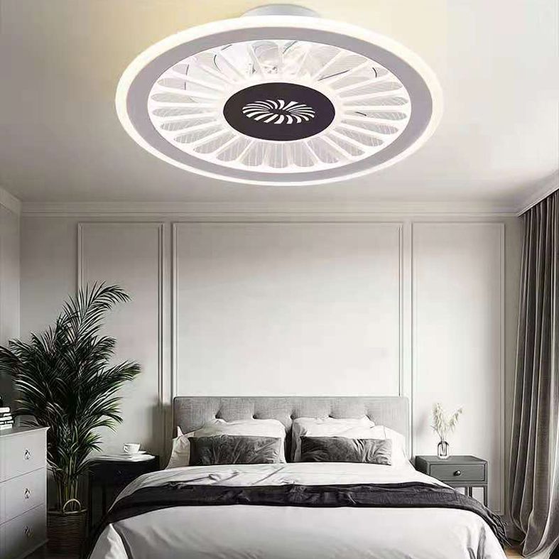 Simplicidad ventilador de techo LED Luz de semi descarga en forma de rueda blanca con sombra acrílica para dormitorio